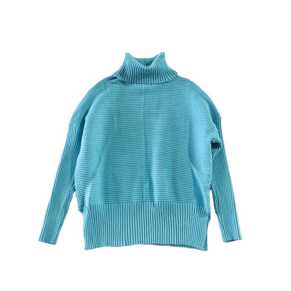 Lillusory Sweater Womens Size S Blue Tunic Turtleneck
